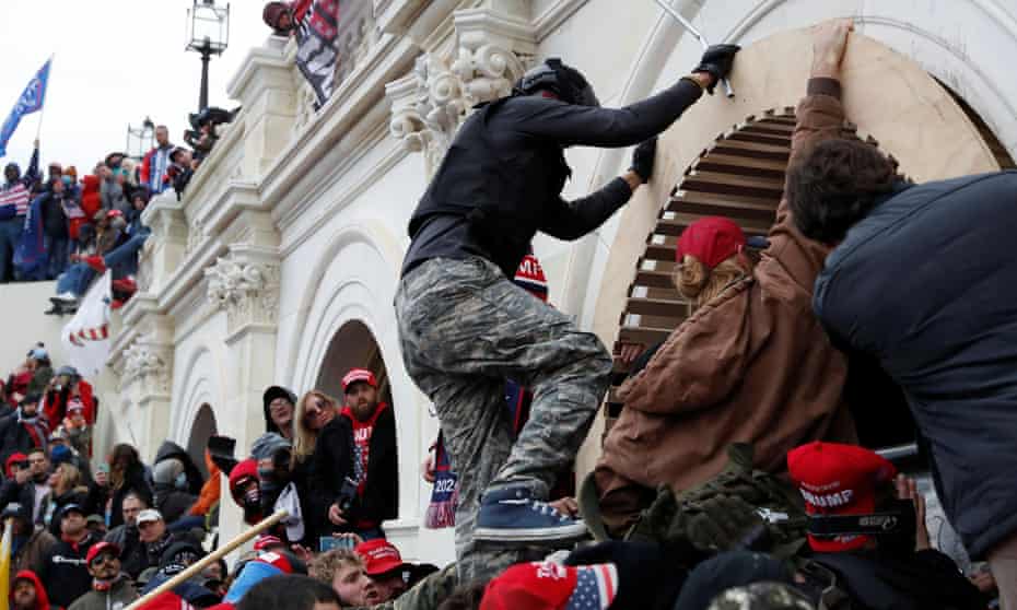 Supporters of Donald Trump storm the Capitol building, 6 January 2021