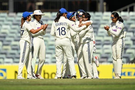 Deepti Sharma celebrates taking the wicket of Ellyse Perry