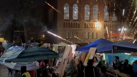 Fireworks thrown at Gaza protesters as tensions rise at UCLA – video report