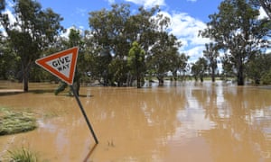 Floodwaters from the Macintyre Brook in Queensland, Australia