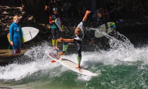 The Eisbachwelle, an artificial surfing spot in Munich.