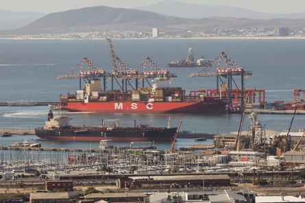Container ships at a port