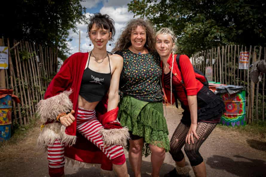 Shaz, centre, at the Green Fields with Beth (left) and India (right).