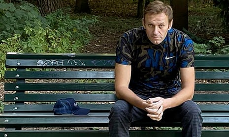 A picture posted on Alexei Navalny’s Instagram account on Wednesday shows him sitting on a bench in Berlin