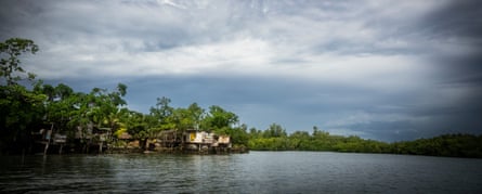A view of Oibola village from across the Langalanga lagoon.