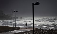 A storm in the Mediterranean off Tel Aviv, Israel
