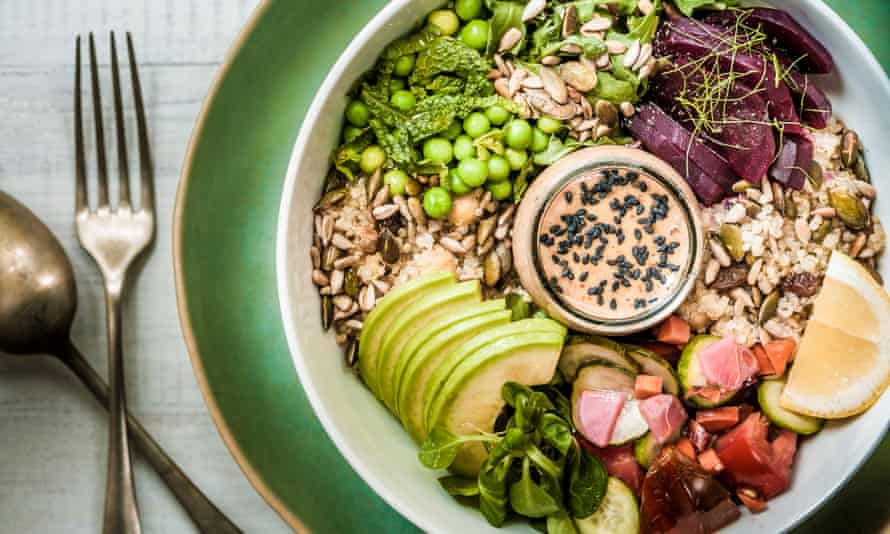 Bowl of salad and grains