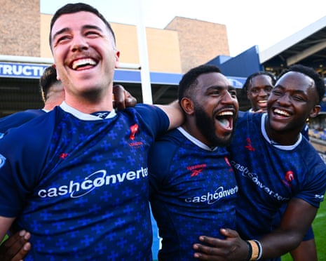 London players celebrates winning the Championship Grand Final against Doncaster