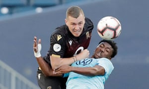 Adam Mitter (left) in action for Valour FC in Canada in June 2019.