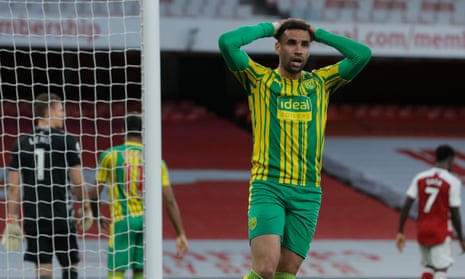 Hal Robson-Kanu of West Bromwich Albion misses a chance.