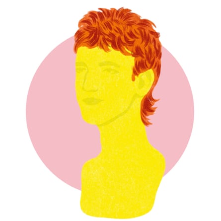 An illustration of a mullet hairstyle on a dummy