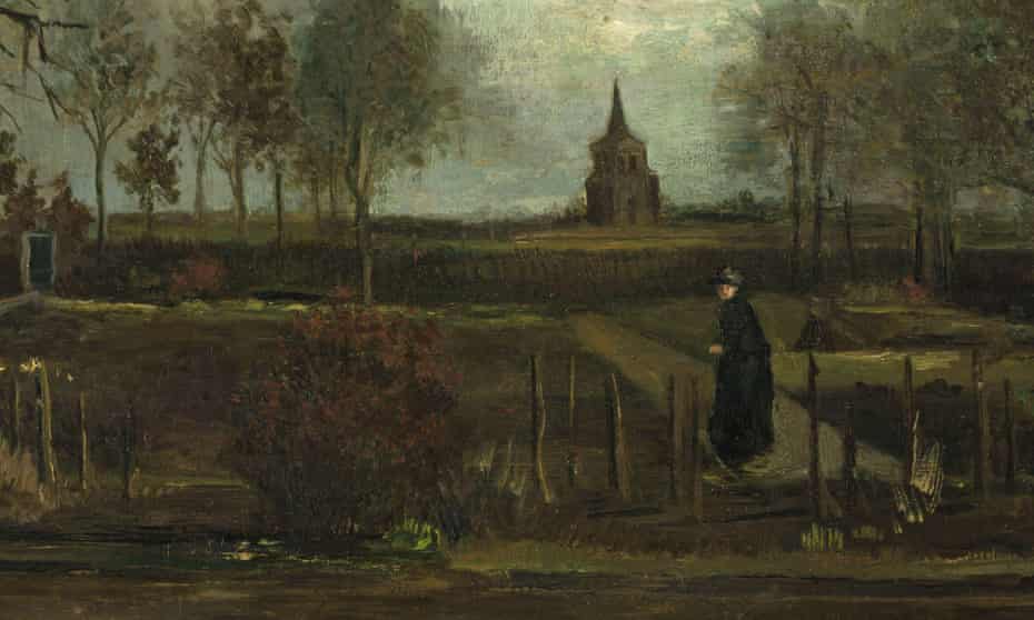 Detail from Vincent van Gogh’s painting The Parsonage Garden at Nuenen in Spring, which was stolen from the Singer Museum in Laren, Netherlands.