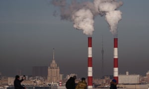 Gas boiler chimneys in Moscow, Russia
