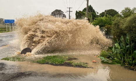 Cyclone Gabrielle Flooding and water gushing through manhole at Te Awanga Hawkes Bay