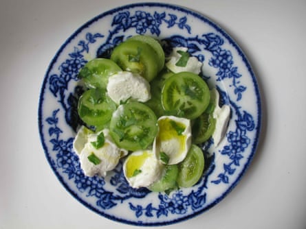 Christopher Boswell uses semi-green tomatoes.