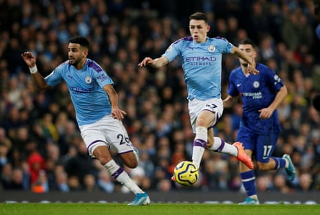 Manchester City’s Phil Foden surges forward.
