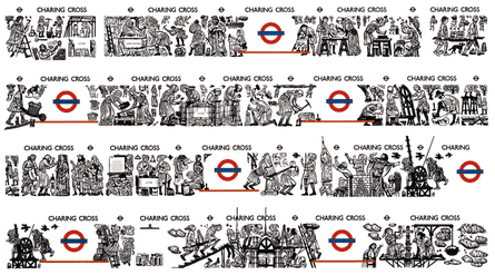 Gentleman’s murals at Charing Cross tube station.