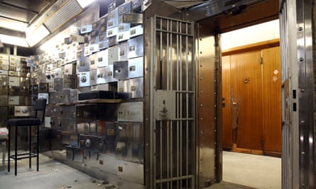 The safe deposit boxes that were smashed open in the 2015 robbery.
