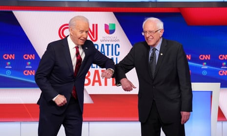 Bernie Sanders and Joe Biden at the 11th Democratic debate.