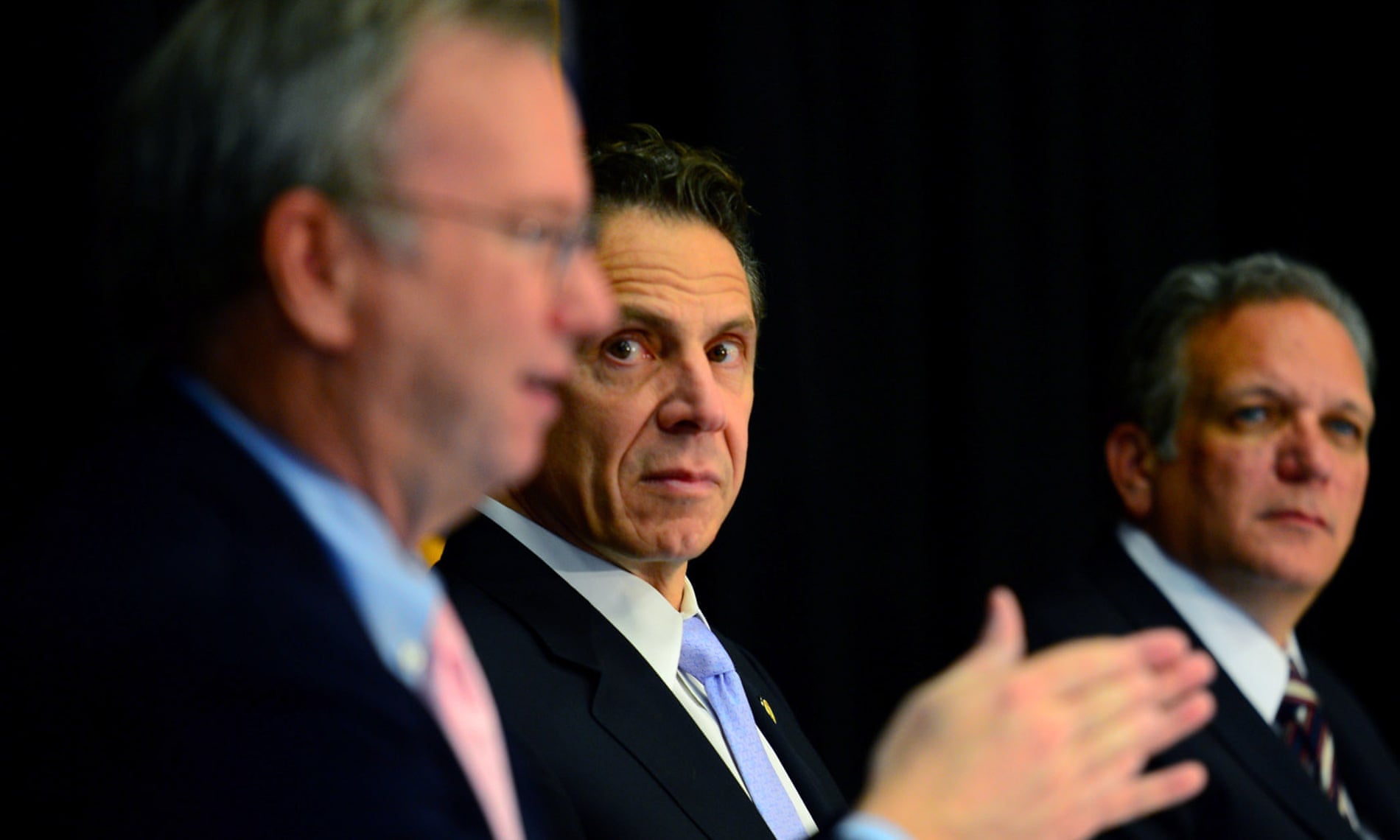 Eric Schmidt, Google’s former executive chair, left, with the New York governor Andrew Cuomo.