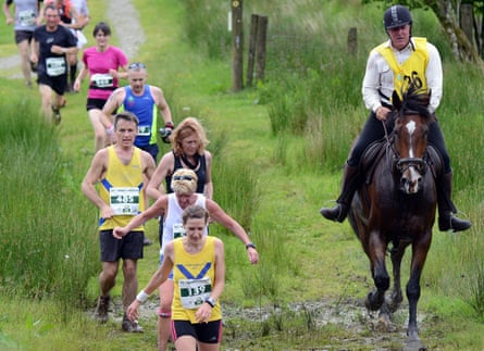 The Man v Horse Marathon sees runners compete against riders on horse-back over 24 miles of challenging terrain.