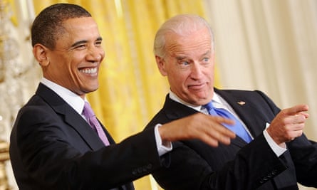 Barack Obama and Joe Biden at the US Conference of Mayors in Washington DC on 21 January 2010.