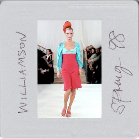 Transparency from Spring Summer 1998 of Kate Moss wearing Matthew Williamson