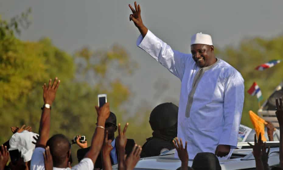 Adama Barrow celebrating his victory over Yahya Jammeh in 2017.