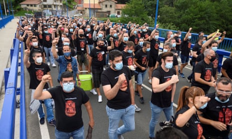 Nissan workers protest the closure of the Japanese carmaker’s three factories in Catalonia. A local outbreak this morning saw 200,000 residents in the region put back into lockdown.