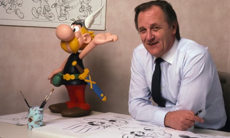 Albert Uderzo at his desk in 1987, by which time he had taken over as both writer and artist of the Asterix books.
