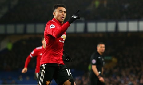 Jesse Lingard of Manchester United celebrates after he scored to make 0-2.