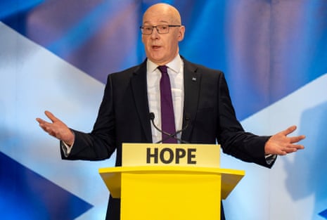 John Swinney speaking at the launch of the SNP’s campaign for the Holyrood elections.