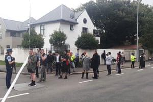 Family members waiting to get access after the Christchurch shooting.