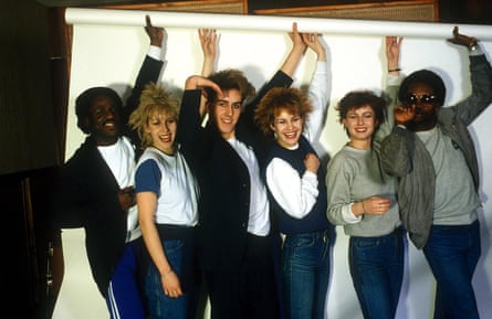Terry Hall, third from left. 1982 with Bananarama and members of the Fun Boy Three. The two trios have had a string of hits together.