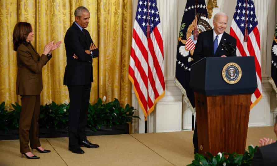 Joe Biden at the podium.