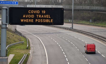 A sign on the M8 motorway near Glasgow in March 2020.