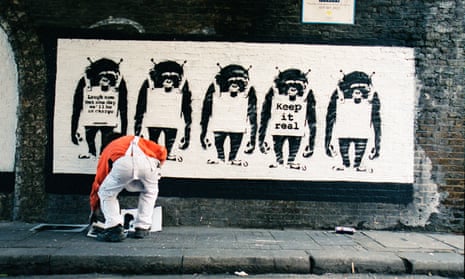 ‘Forget Warhol – Banksy’s a genius’ … the artist in an image from Banksy Captured.