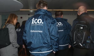 Information Commissioner’s Office investigators entering Cambridge Analytica office in London