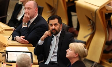 Humza Yousaf and his front bench during the no confidence vote in Edinburgh.