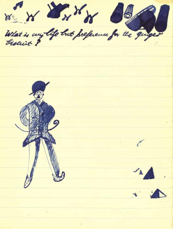 A page from Beckett's notebooks. The text reads: 'What is my life but preference for the ginger biscuit?'