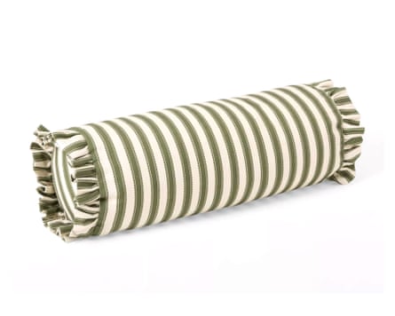 John Lewis x Sanderson Pinetum Stripe Frilled Bolster Cushion, Olive £55.00