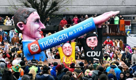 A float mocking Björn Höcke at the Rose Monday procession in Düsseldorf in February 2020.