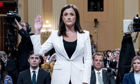 Cassidy Hutchinson testifies to the January 6 committee on 28 June.