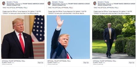 Examples of the most popular Facebook ad format for Trump’s 2020 campaign