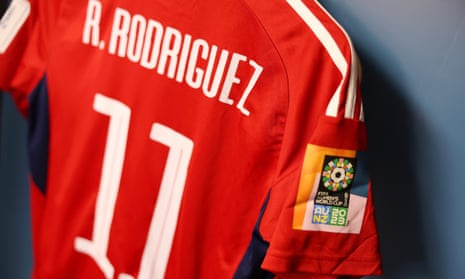 Raquel Rodriguez’s shirt hangs in the Costa Rica dressing room.