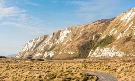 The white cliffs behind Samphire Hoe, Dover, England.