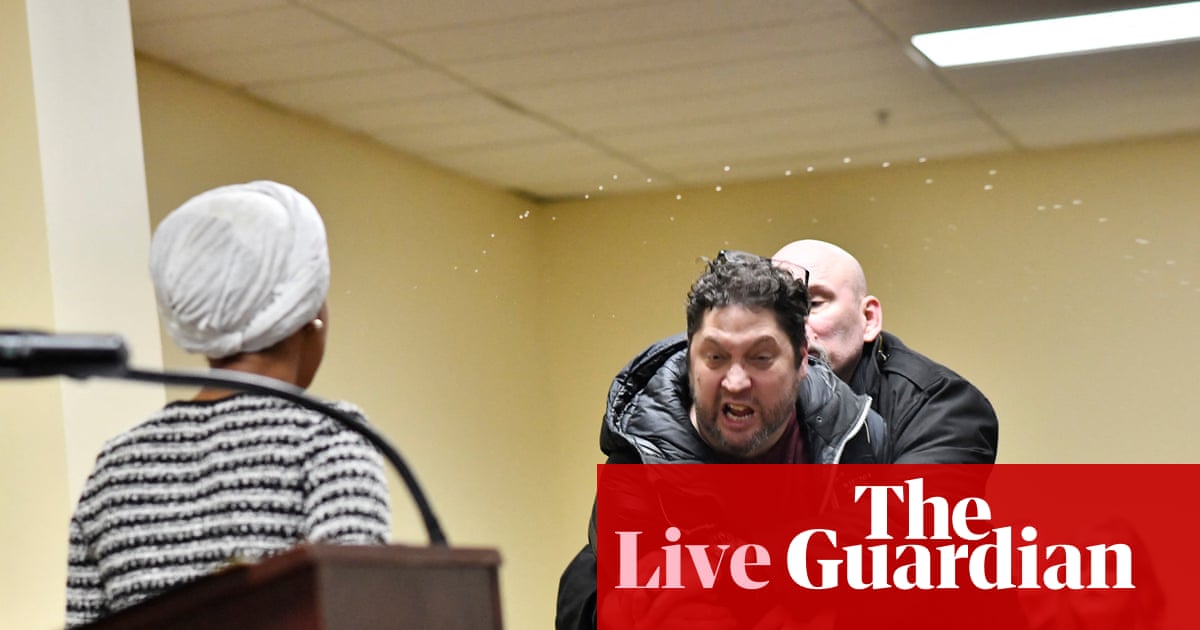 Man accused of spraying apple cider vinegar at congresswoman Ilhan Omar faces charges – live
