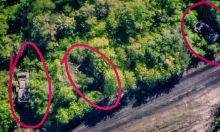 Positions of Russian tanks spotted by drones