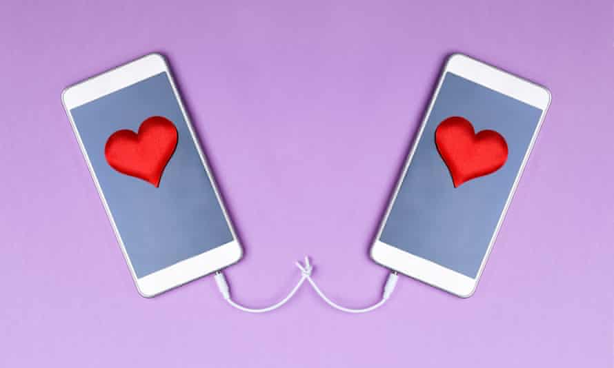 Two phones with hearts