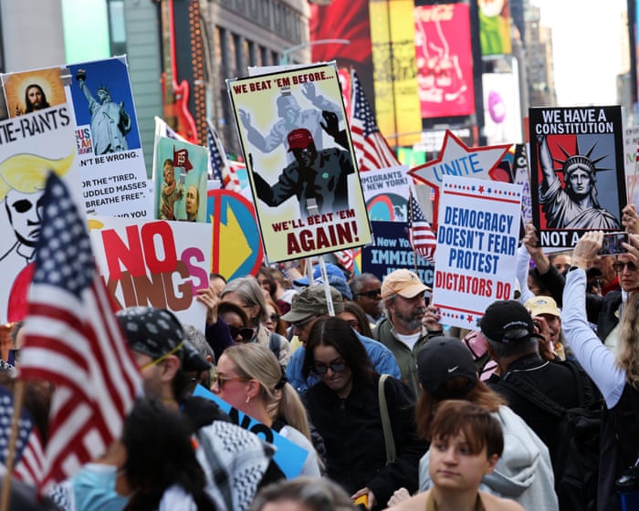 Thousands join No Kings protests across the US – video